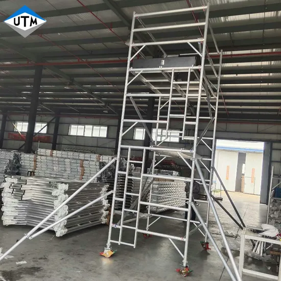 Aluminium-Gerüstrahmenkonstruktion, zusammenklappbar, schmaler Fiberglas-Gerüstturm, bestes bewegliches Gerüst für den Außenbereich